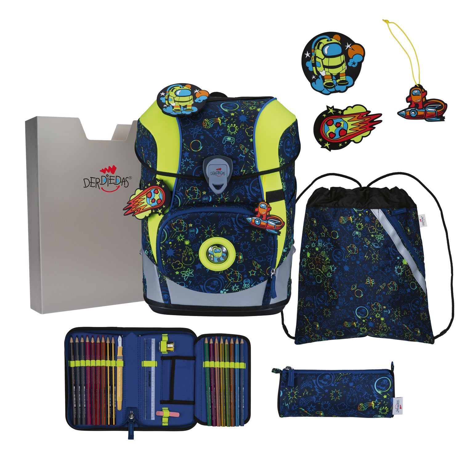 DerDieDas Schulranzen-Set Ergoflex Tiny, Neon Crazy