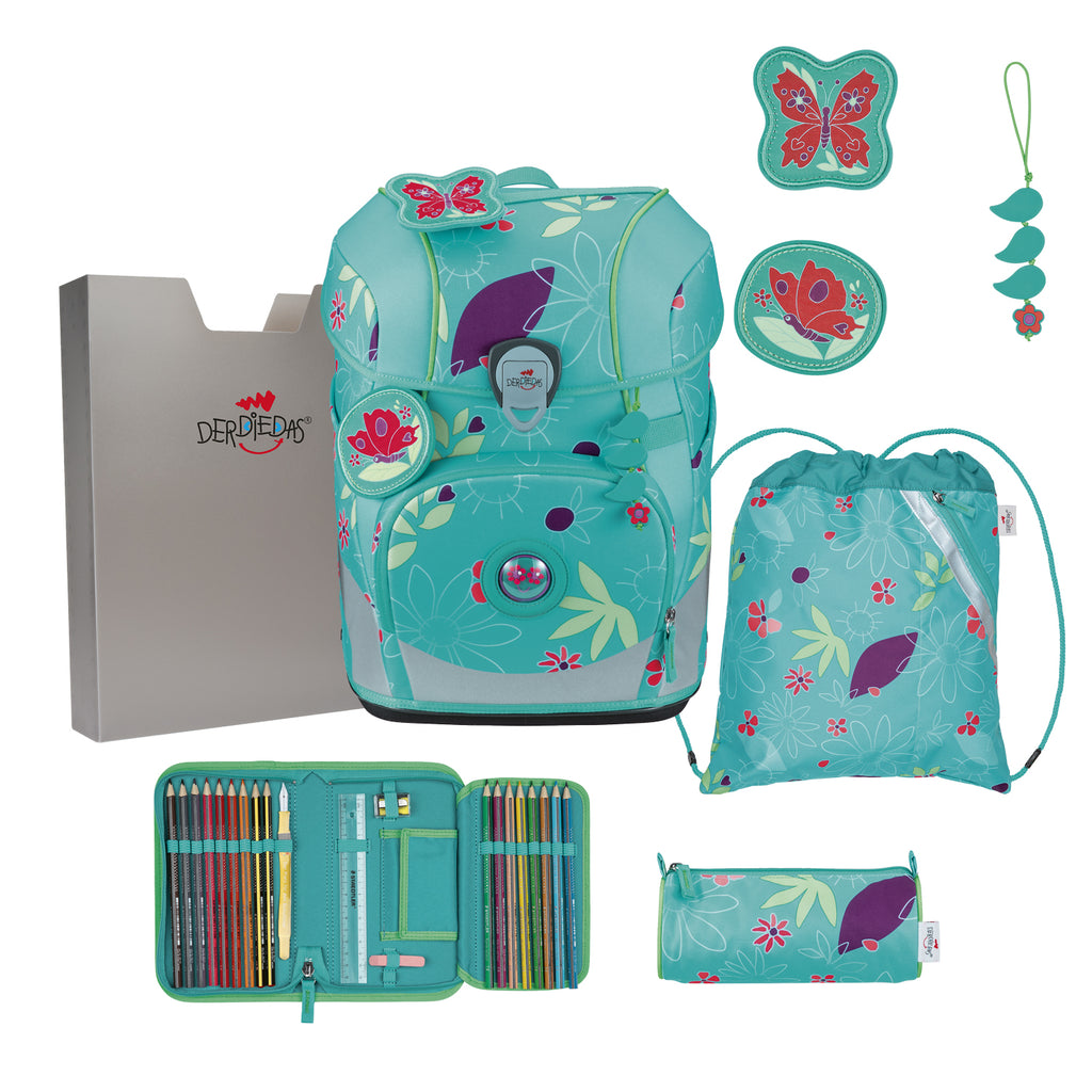 DerDieDas Schulranzen-Set Ergoflex Tiny, Butterfly Garden