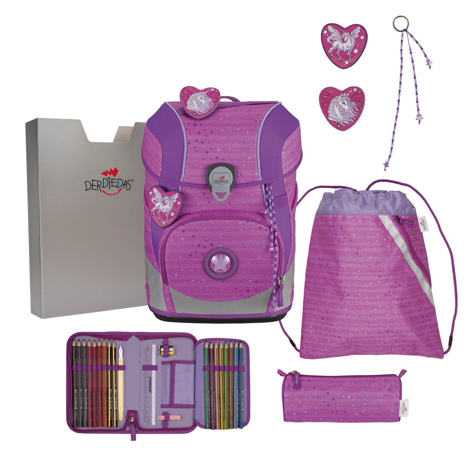 DerDieDas Schulranzen-Set Ergoflex Tiny, Purple Unicorn