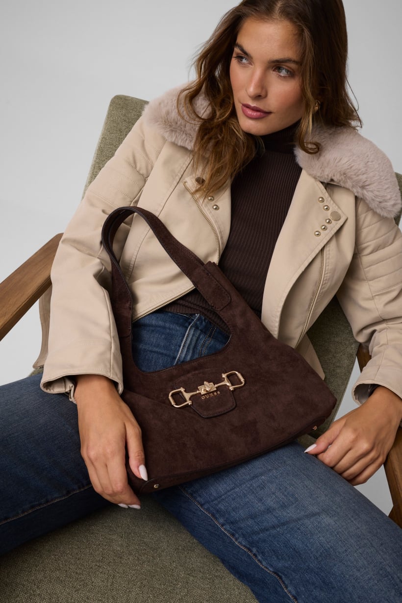 GUESS Sunset Small Hobo Espresso – Trageansicht