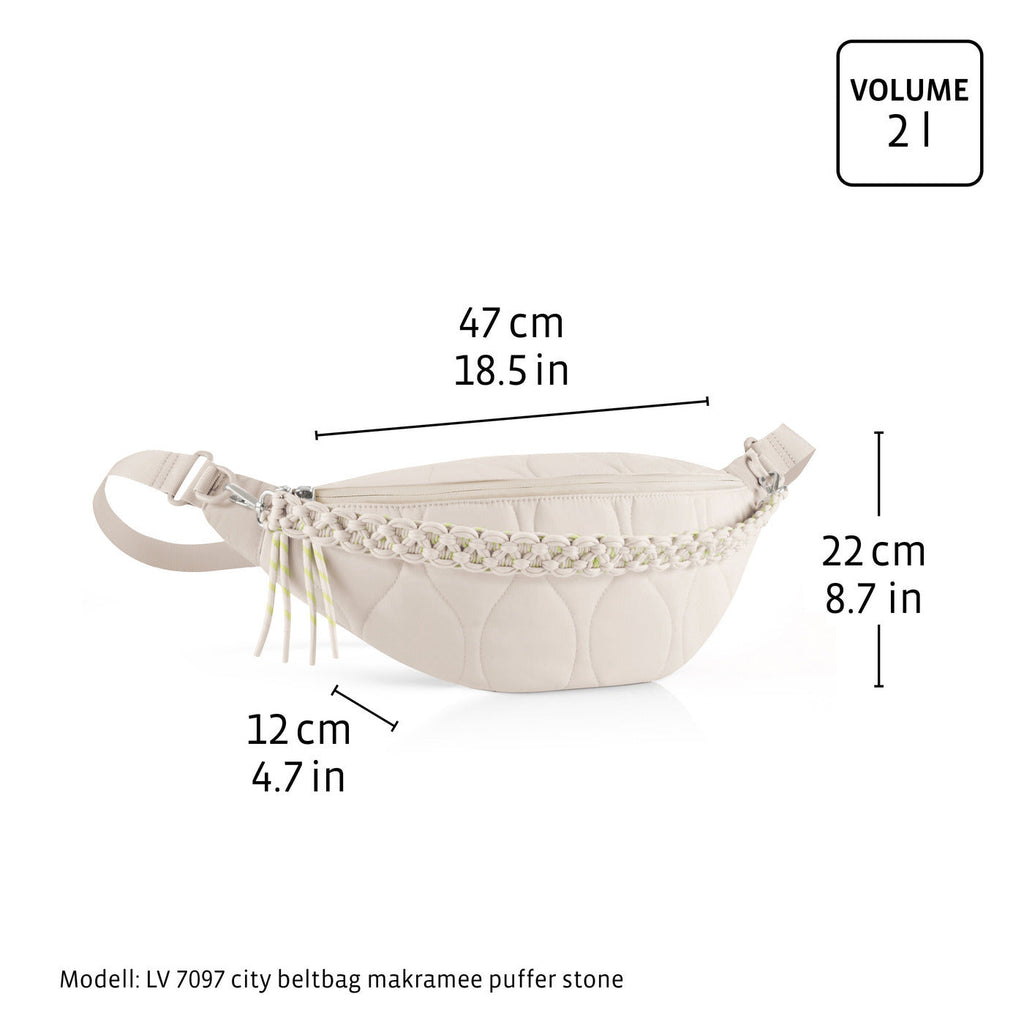 Reisenthel City beltbag makramee – Maßgrafik, abweichende Beispielfarbe