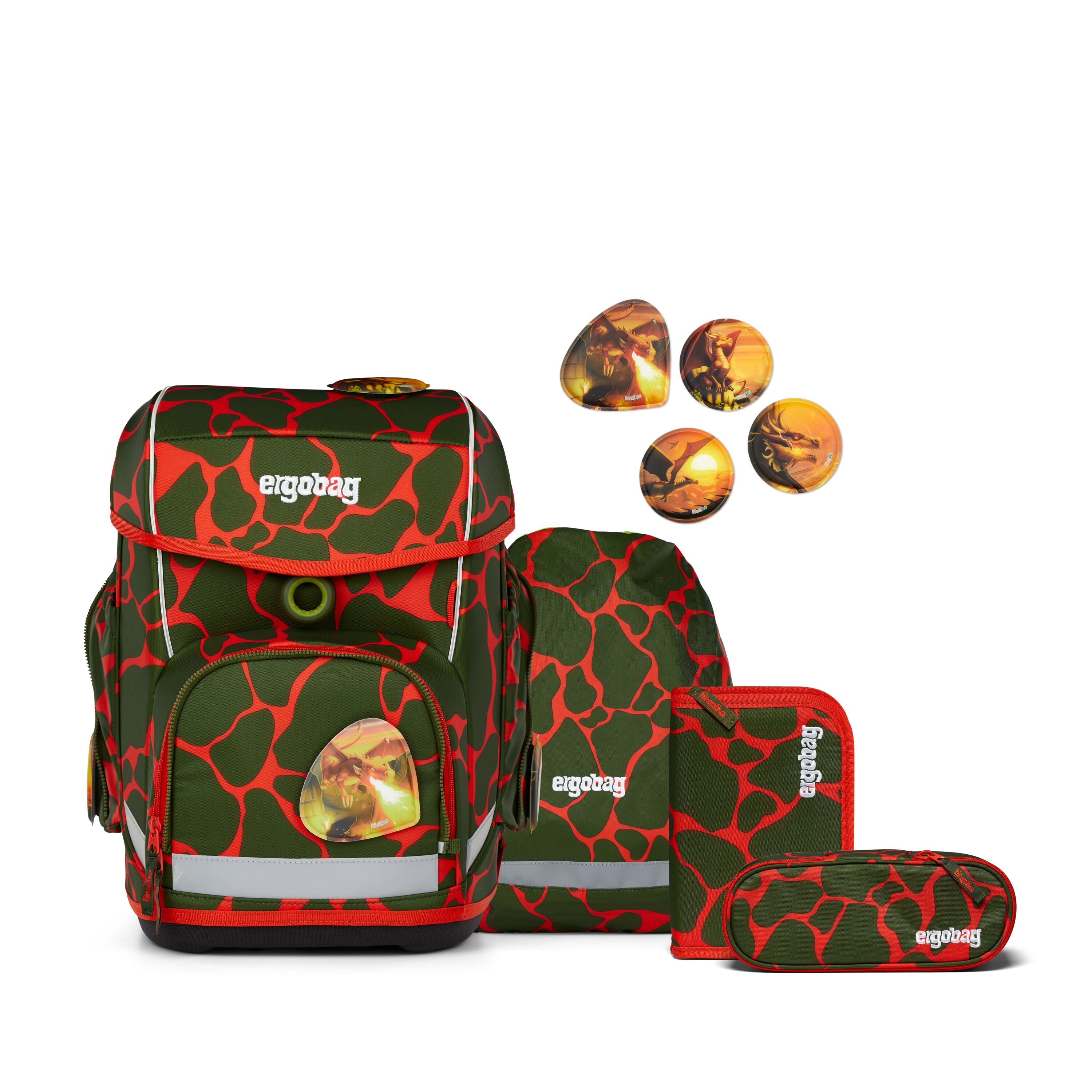 Ergobag Cubo Schulranzen-Set, FeuerspeiBär