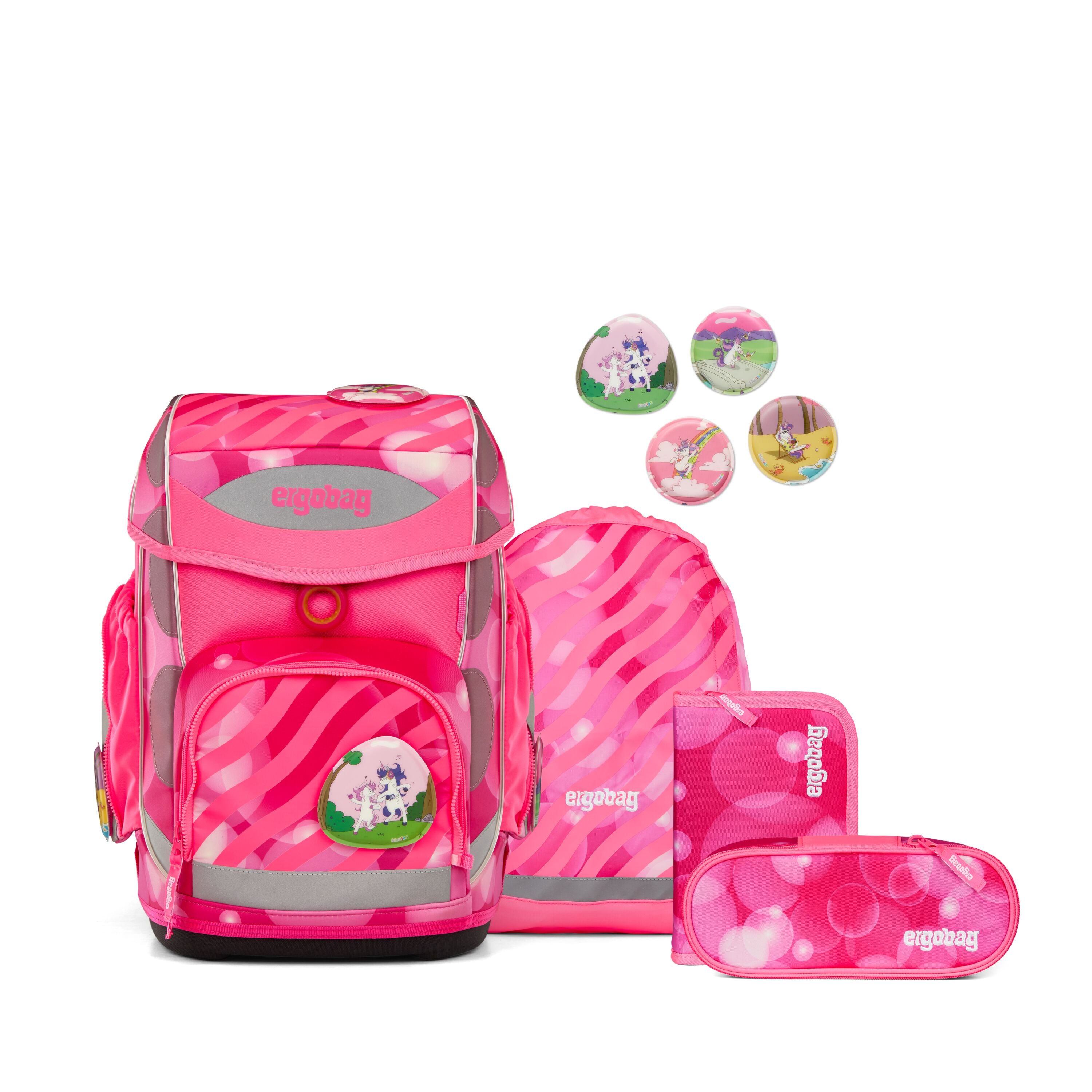 Ergobag Cubo Schulranzen-Set, KuntBärbuntes Einhorn