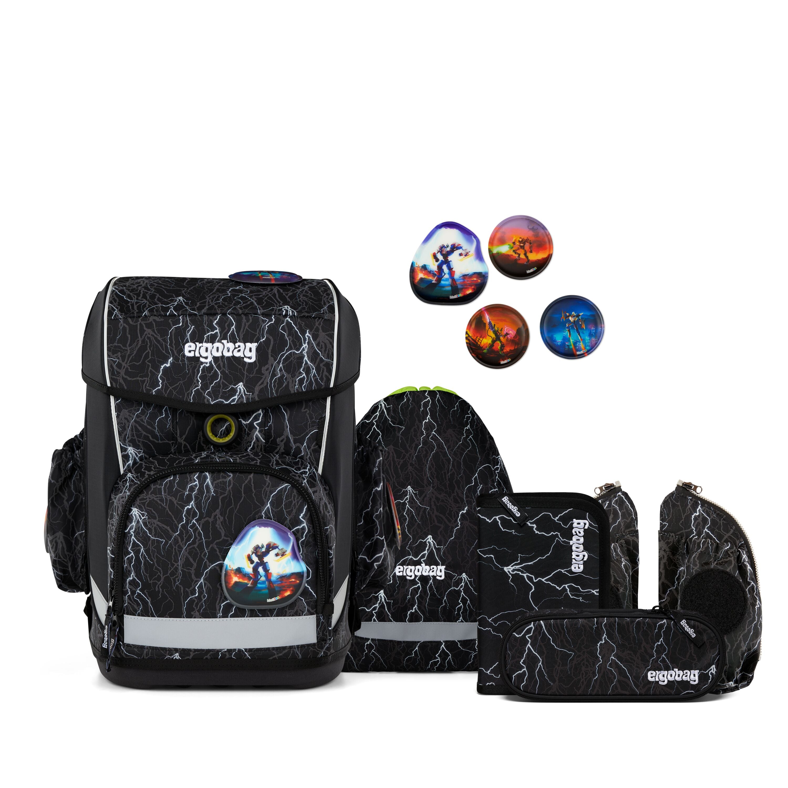 Ergobag Cubo light Schulranzen-Set, Super ReflektBär