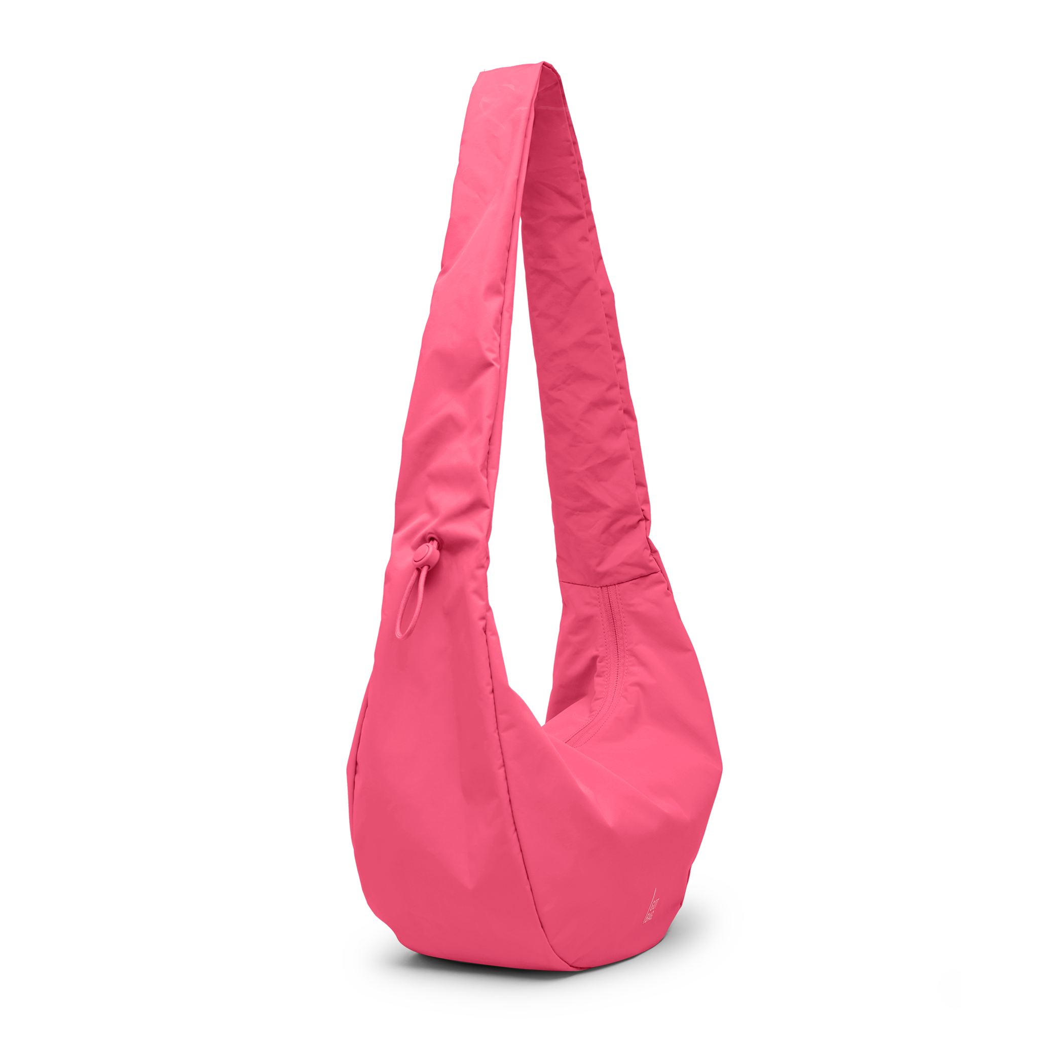 MOON BAG RUFFLE Tasche in salina pink (leuchtendes Pink) als Schrägansicht.