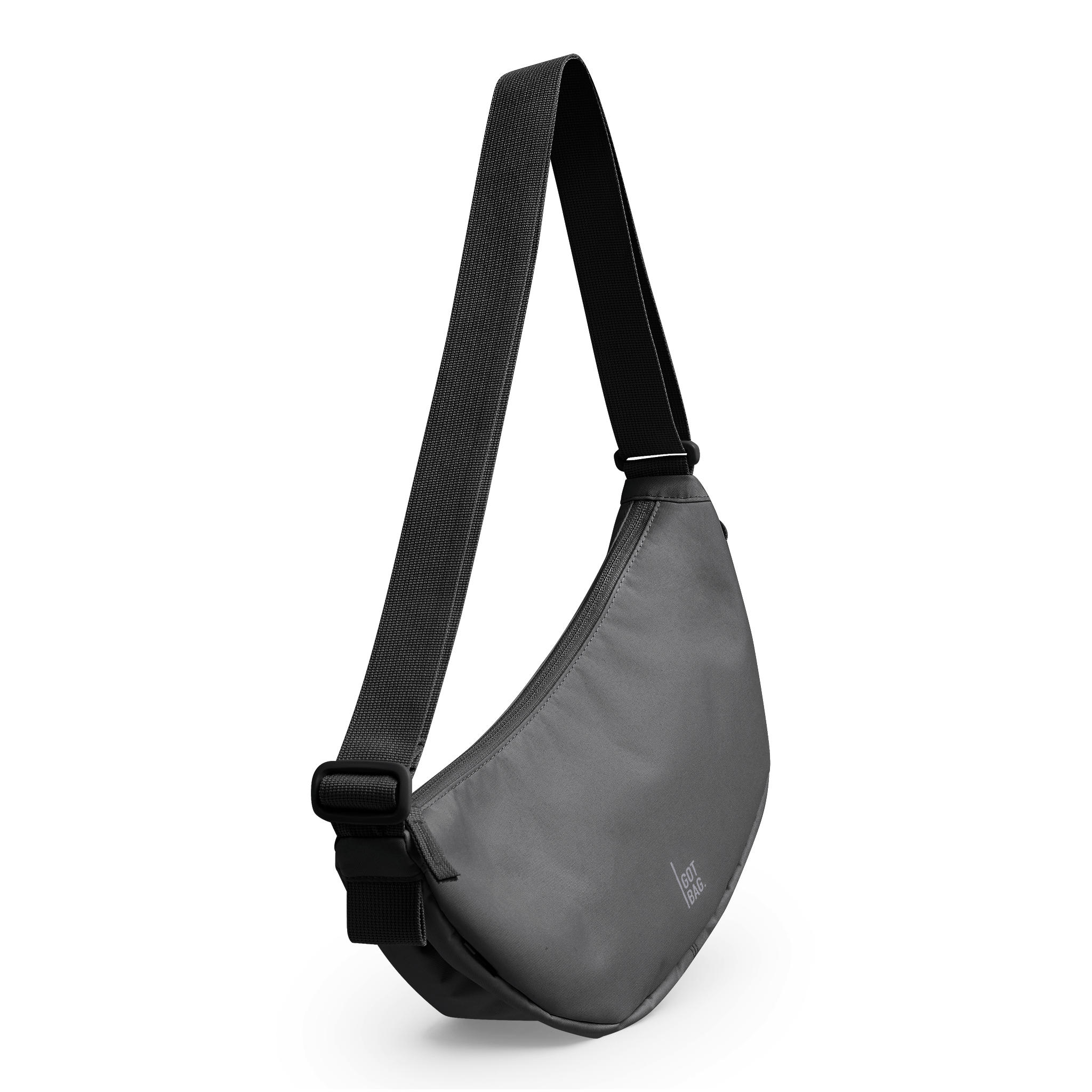 MOON BAG Tasche in shark (Dunkelgrau) in diagonaler Ansicht.