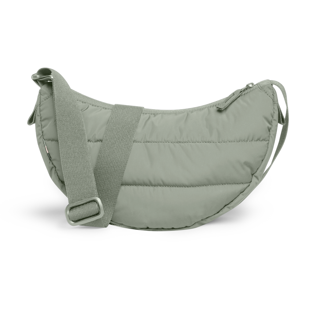 PUFFER MOON BAG SMALL Tasche in bass (Salbeigrün) als Studioaufnahme in Rückansicht.