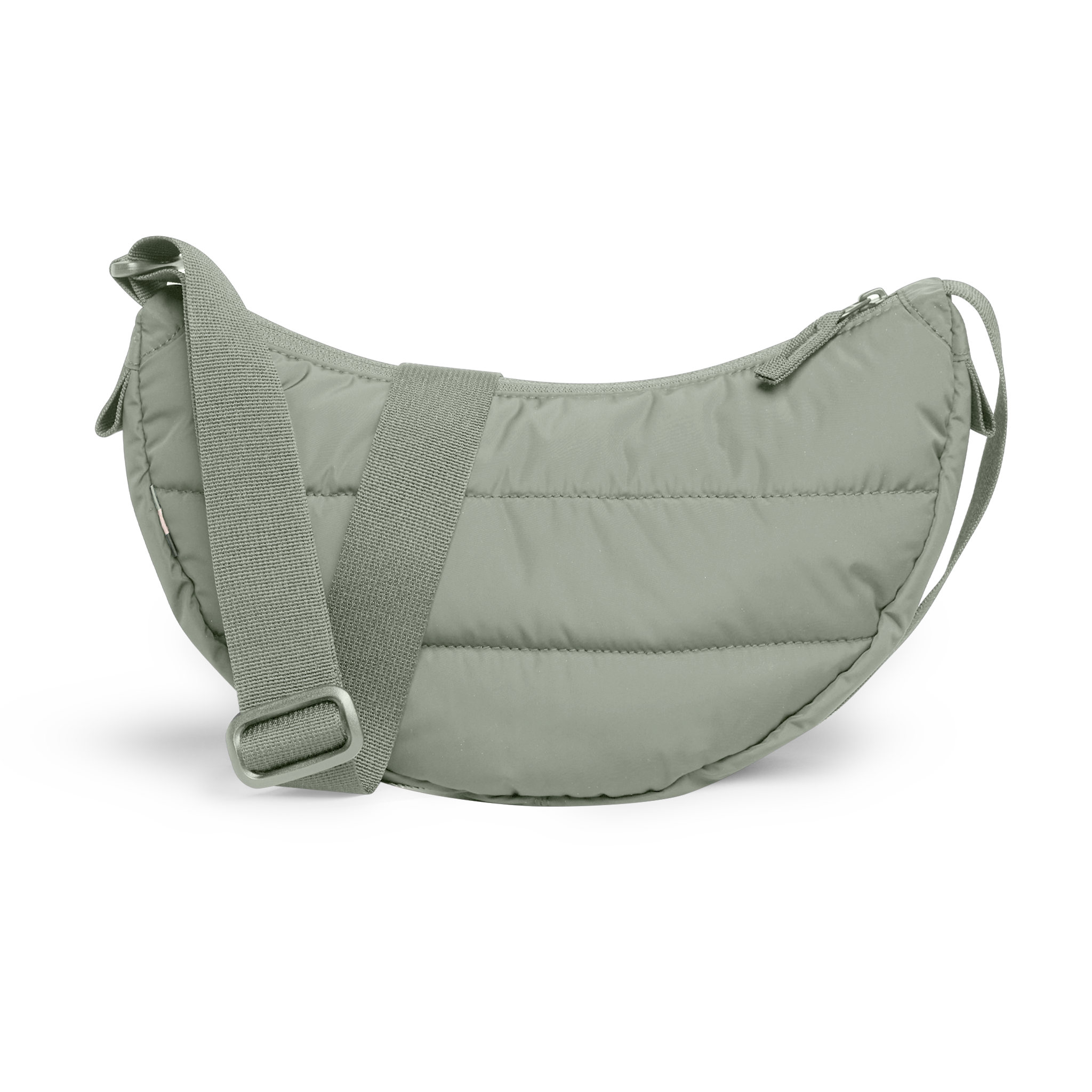 PUFFER MOON BAG SMALL Tasche in bass (Salbeigrün) als Studioaufnahme in Rückansicht.