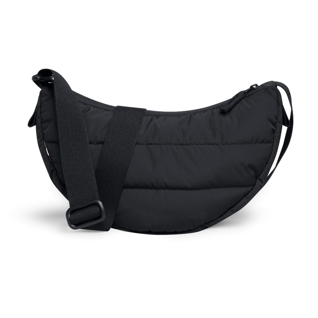 PUFFER MOON BAG SMALL Tasche in black (Schwarz) in Rückansicht.