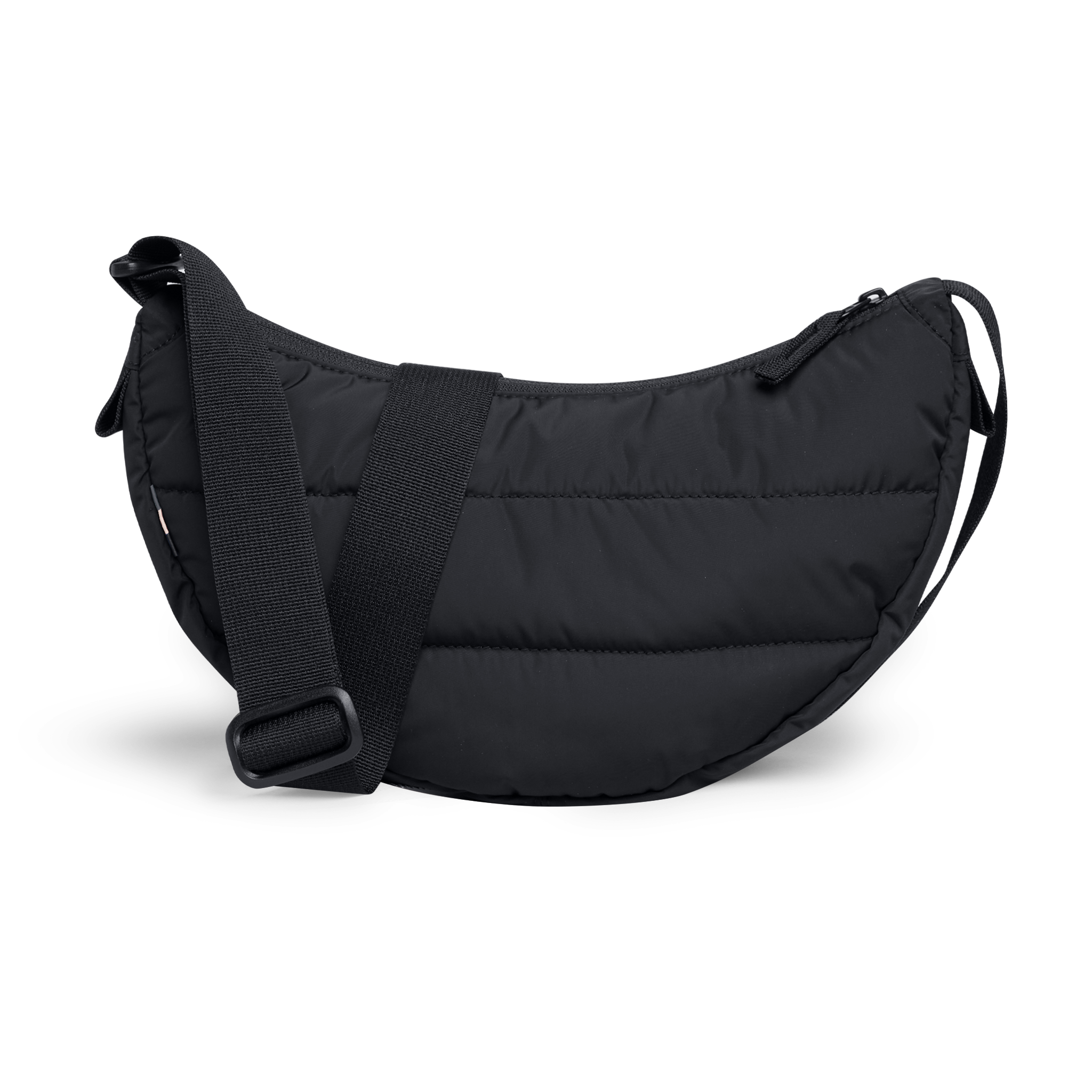 PUFFER MOON BAG SMALL Tasche in black (Schwarz) in Rückansicht.
