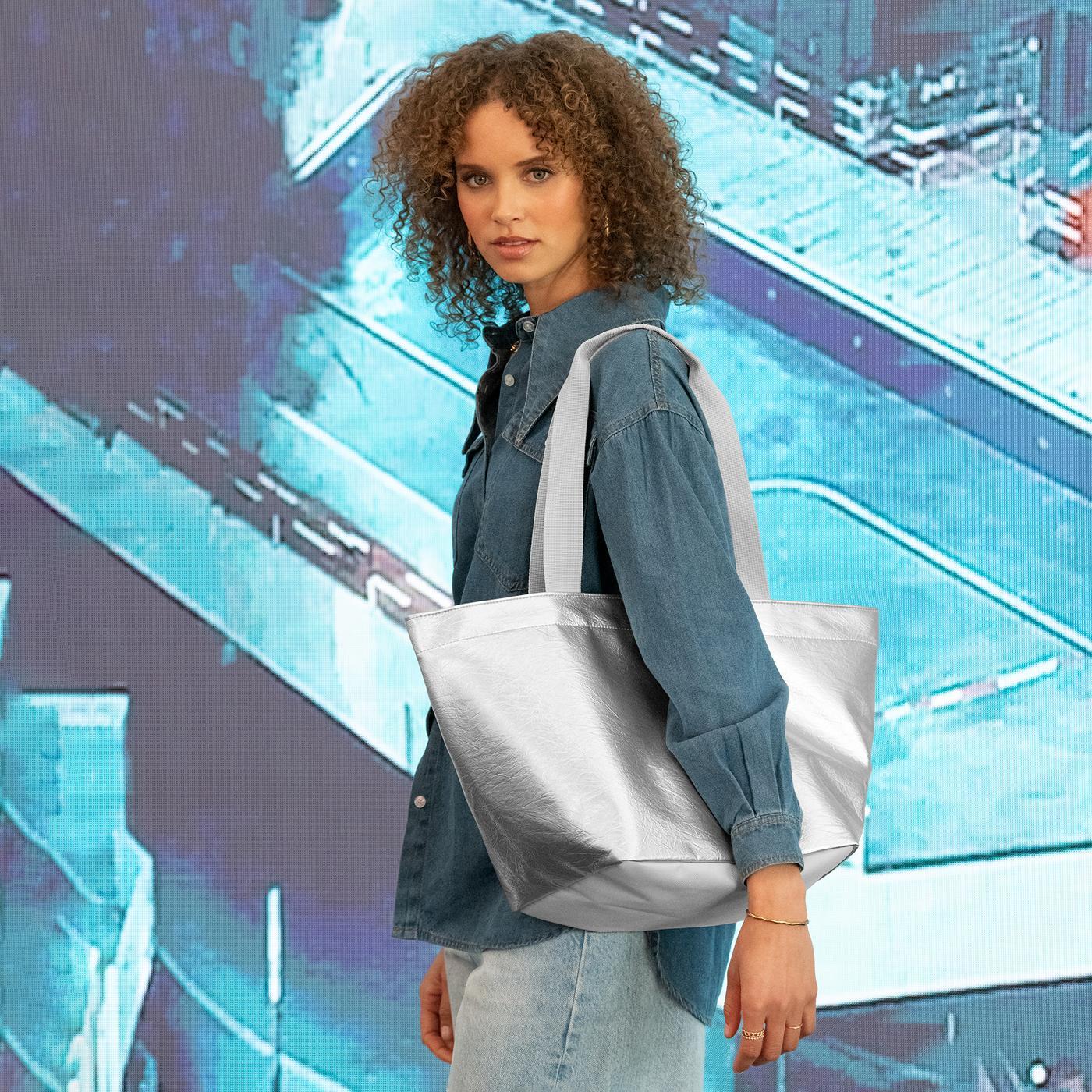 Reisenthel Shopper M, Silver Crackle – Produktansicht 3