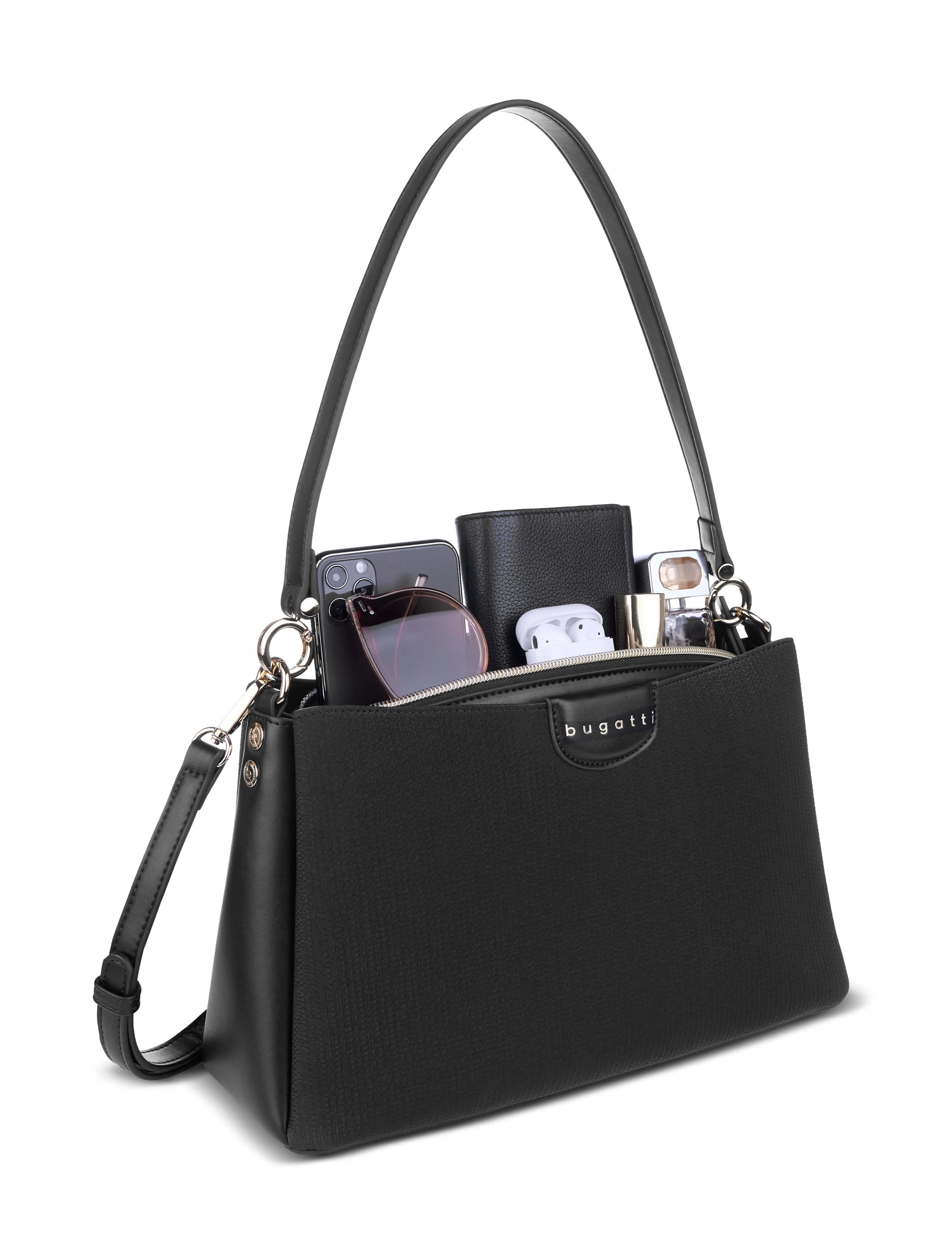 Bugatti LEAH Schultertasche M, schwarz – Ansicht 1