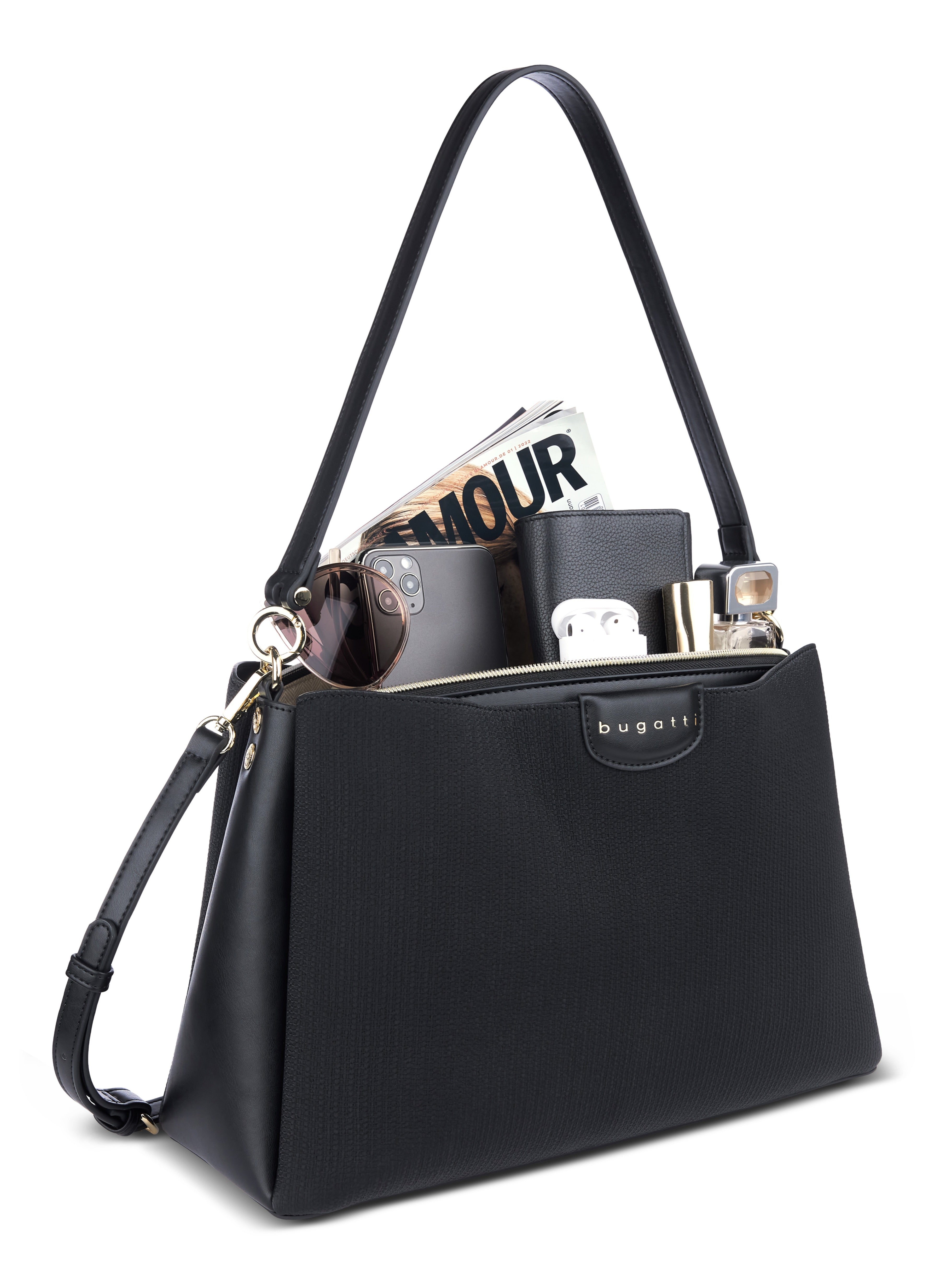 Bugatti LEAH Schultertasche L, schwarz – Ansicht 1