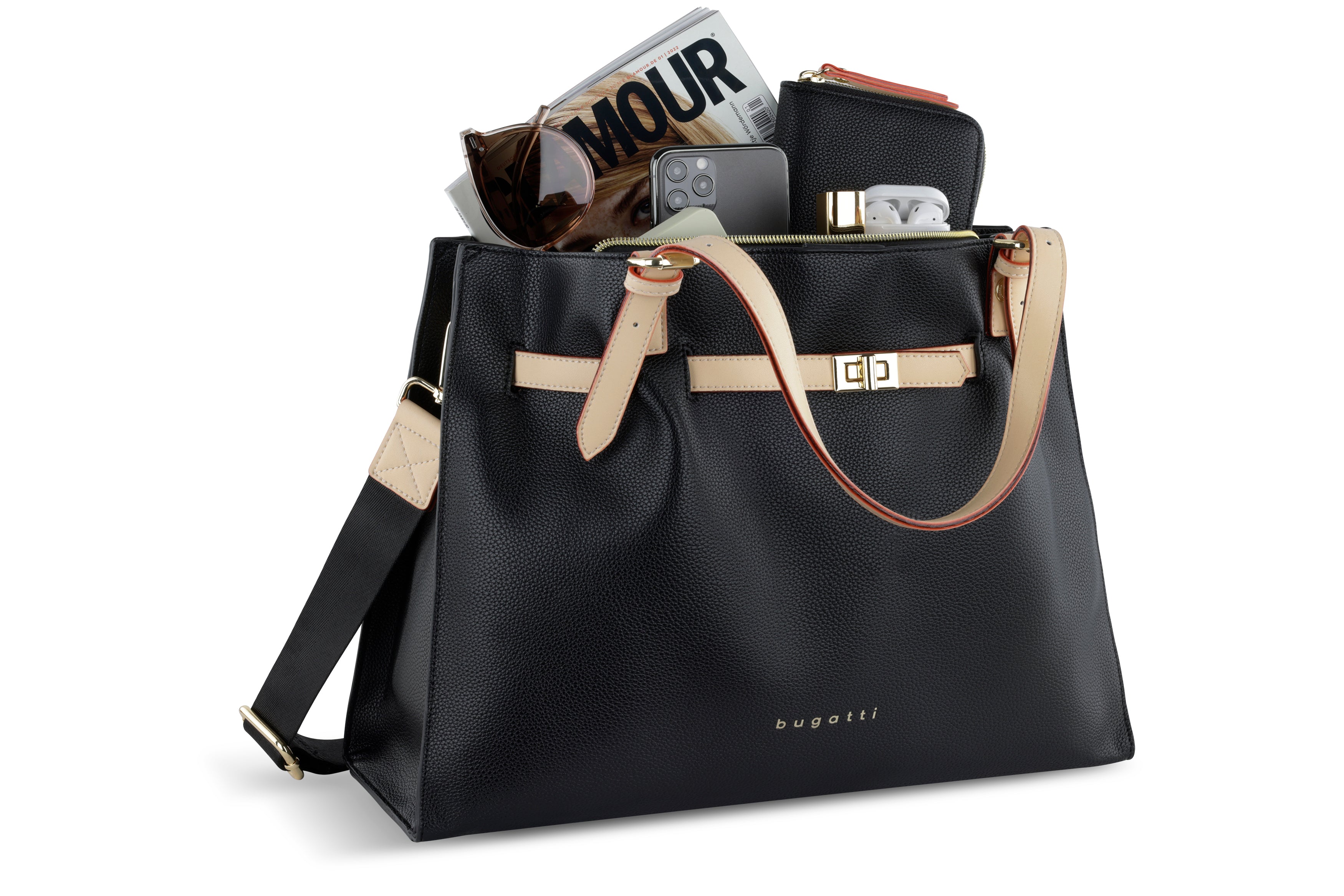 Bugatti ELLA Schultertasche groß, schwarz – Ansicht 1