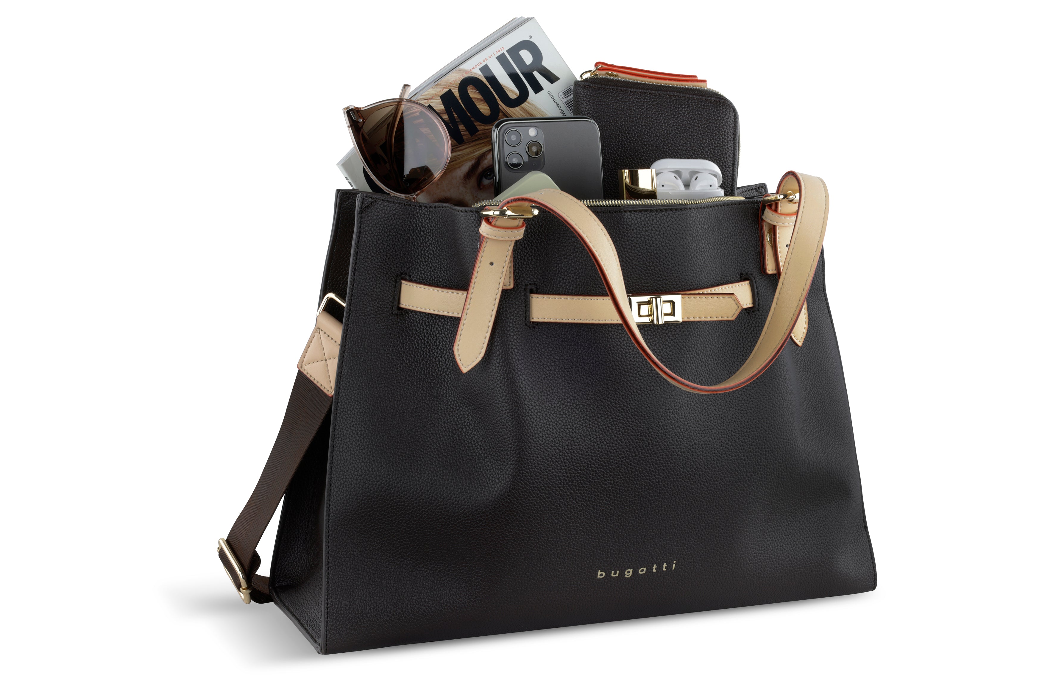 Bugatti ELLA Schultertasche groß, dunkelbraun – Ansicht 1
