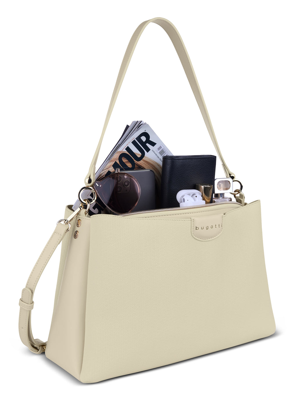 Bugatti LEAH Schultertasche L, beige – Ansicht 1
