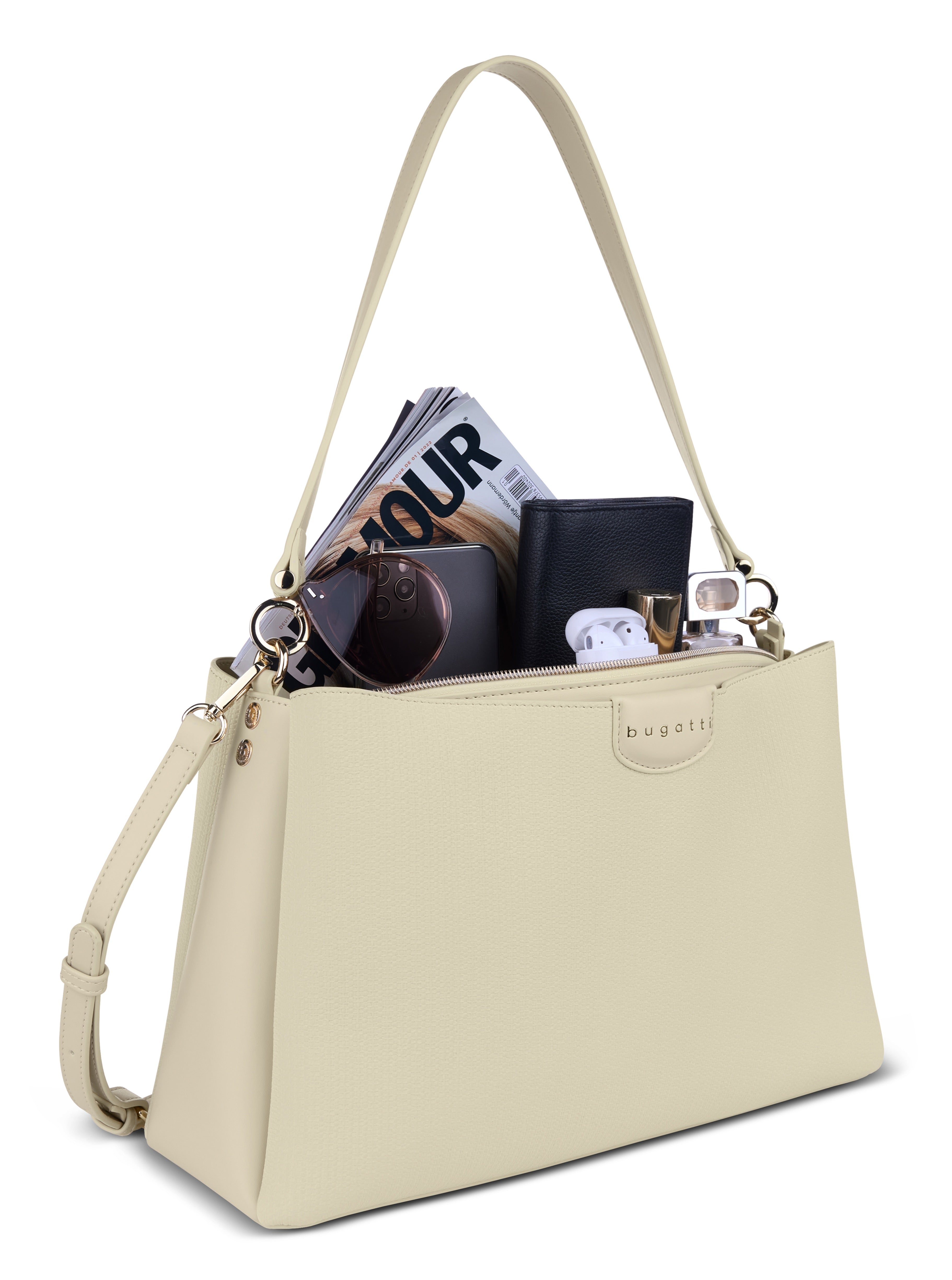 Bugatti LEAH Schultertasche L, beige – Ansicht 1