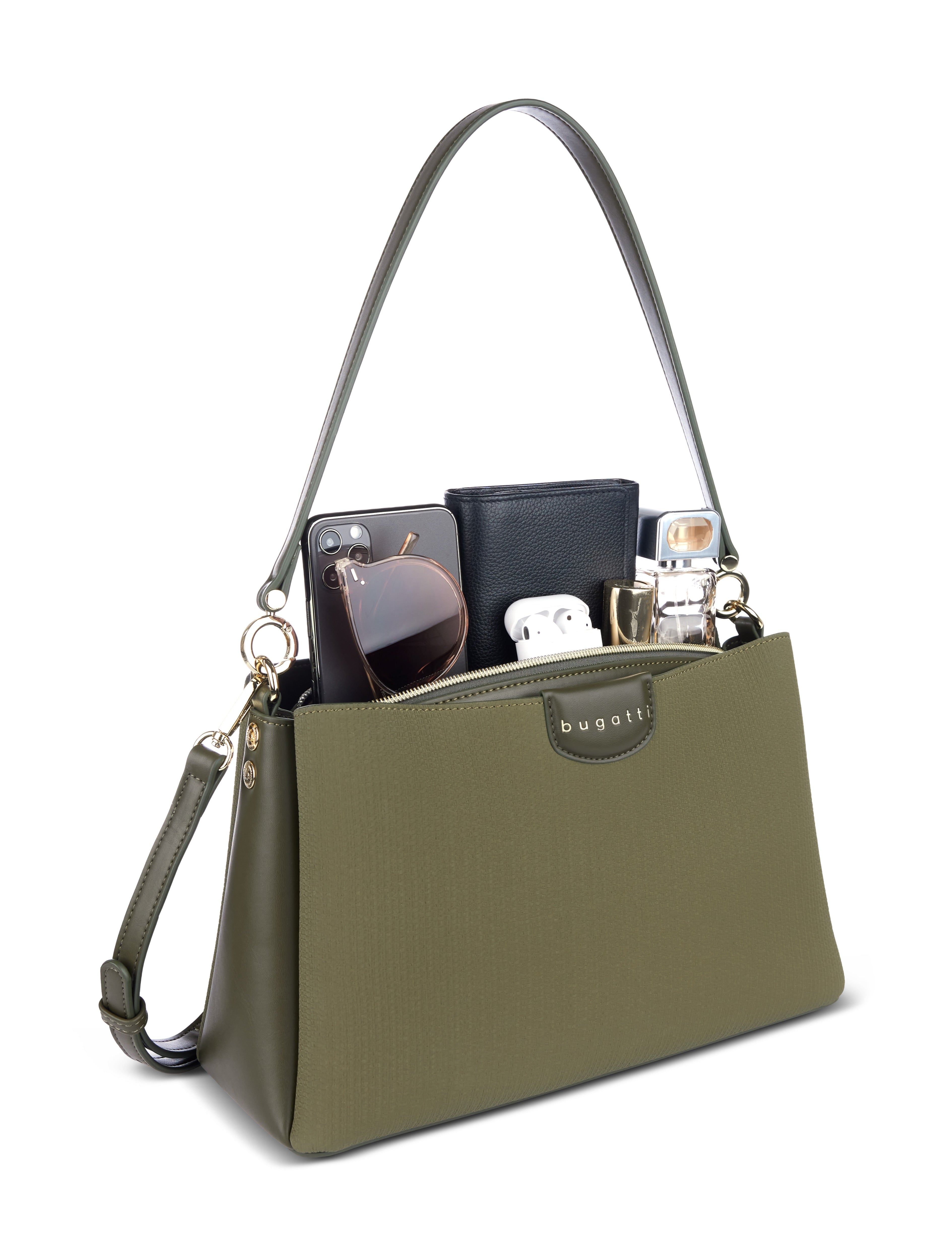 Bugatti LEAH Schultertasche M, olive – Ansicht 1