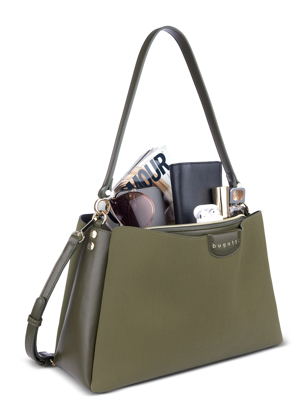 Bugatti LEAH Schultertasche L, olive – Ansicht 1