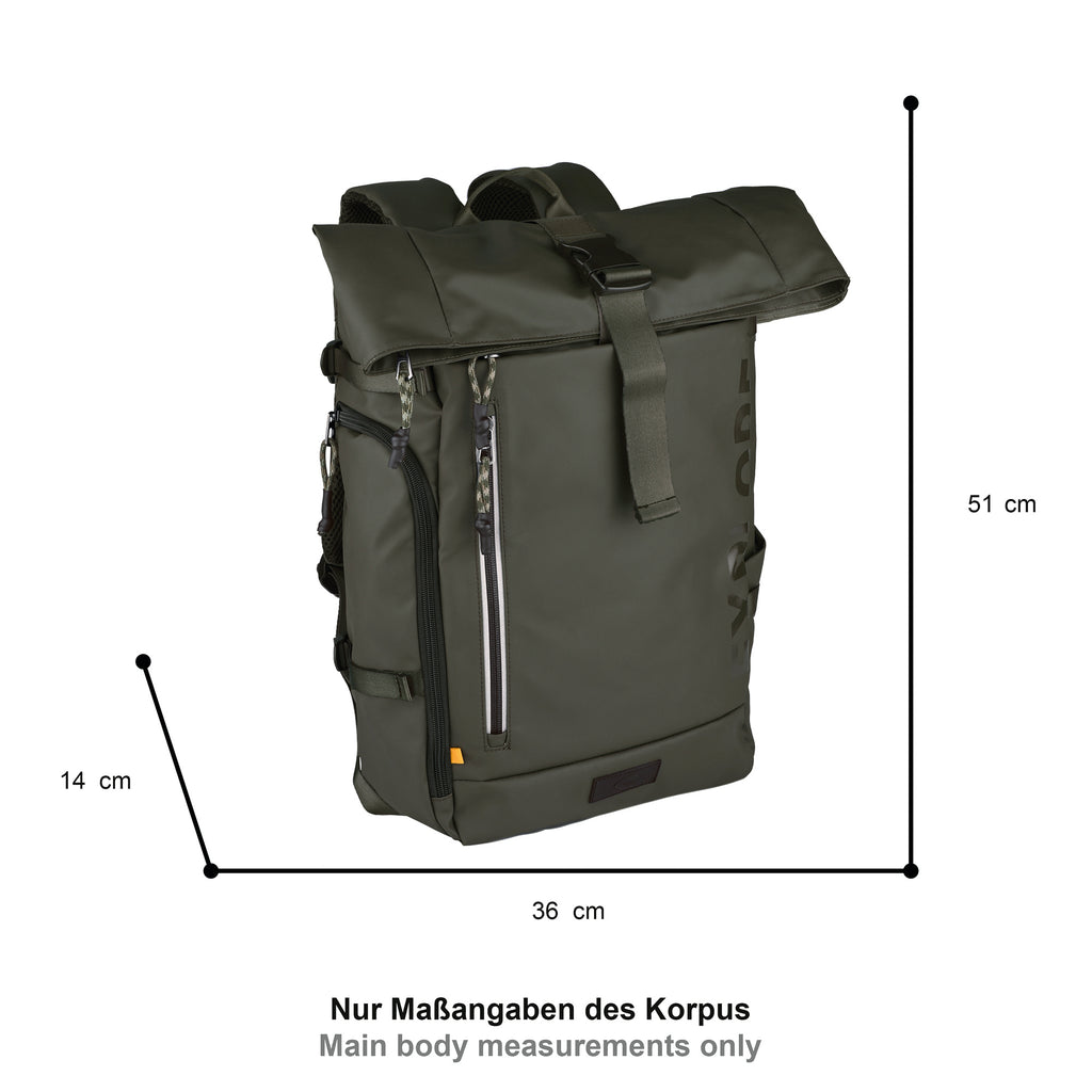 camel active Explore Rolltop-Rucksack L, Khaki – Ansicht 1