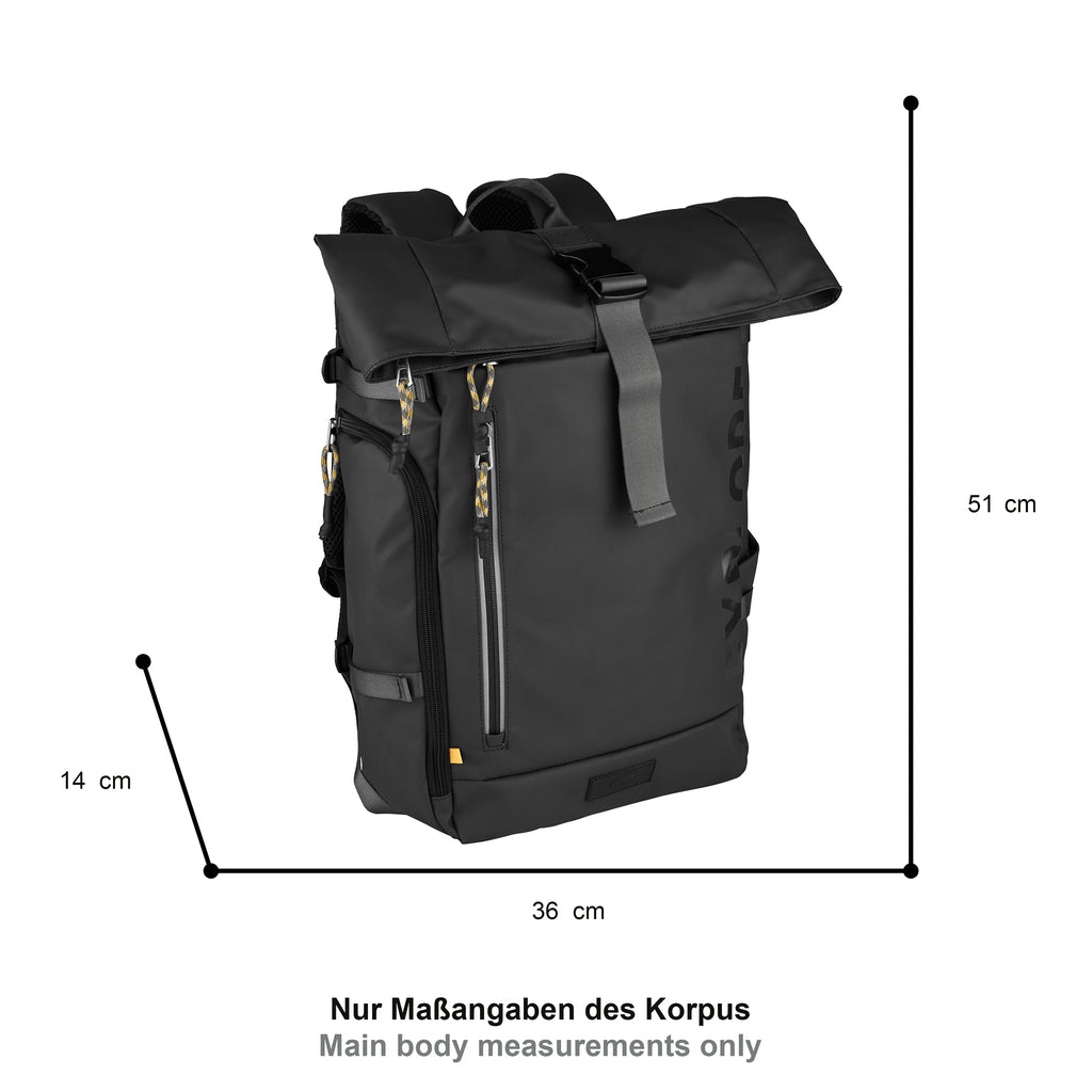 camel active Explore Rolltop-Rucksack L, Schwarz – Ansicht 1