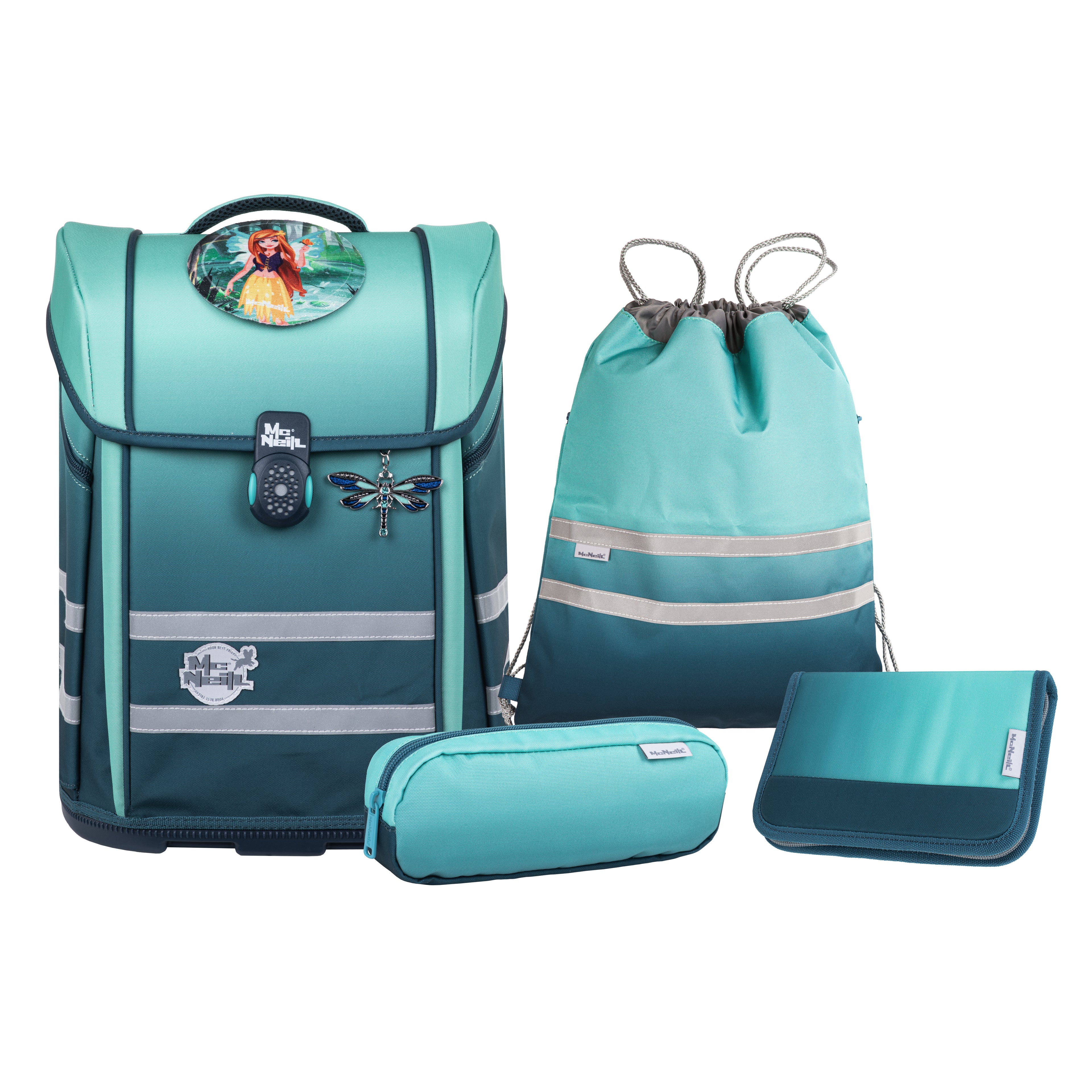 McNeill Perfecto Schulranzen-Set, Gradient Blue Lagoon