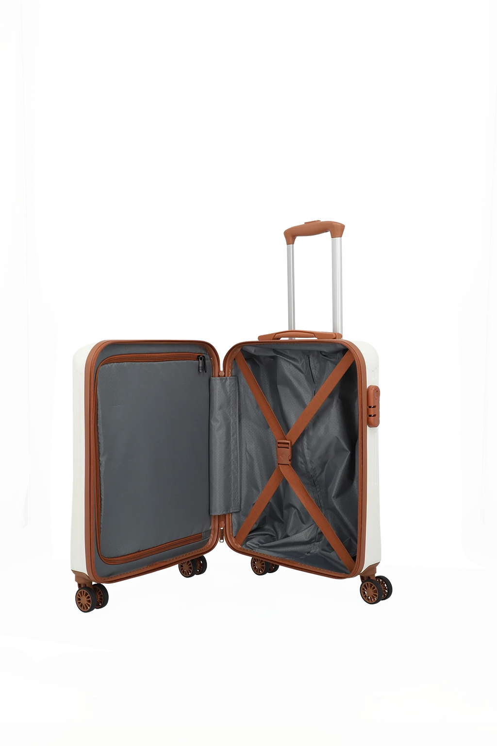 Travelite BALI 3-tlg. Koffer-Set S/M/L, Weiss/Cognac – Produktansicht 4