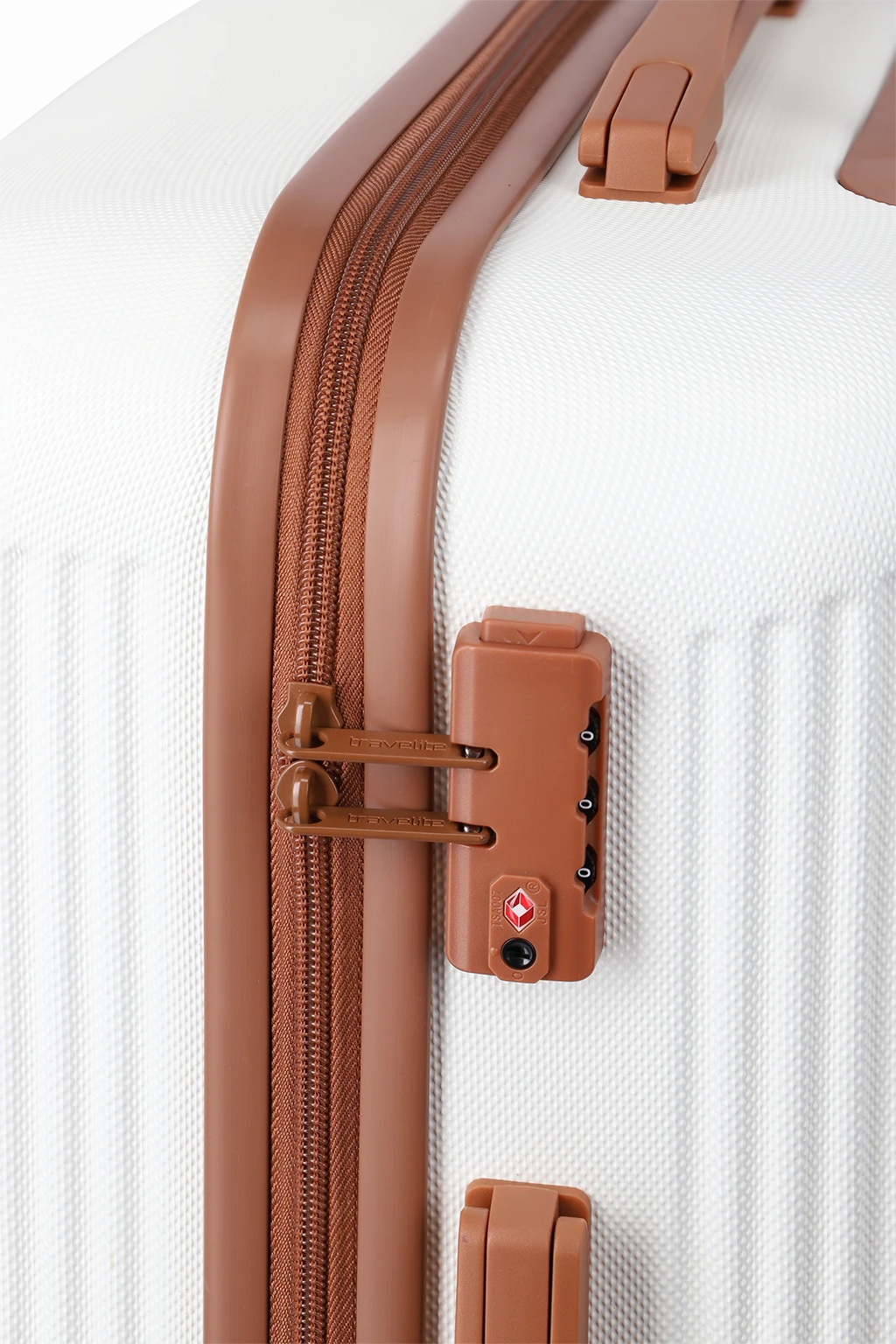 Travelite BALI 3-tlg. Koffer-Set S/M/L, Weiss/Cognac – Produktansicht 8