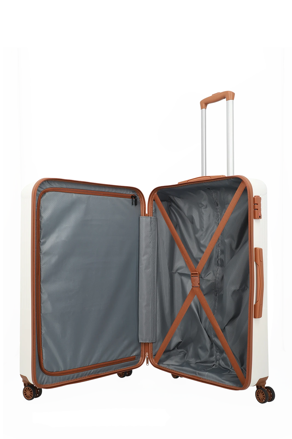 Travelite BALI 4w Trolley L, Weiss/Cognac – Produktansicht 5