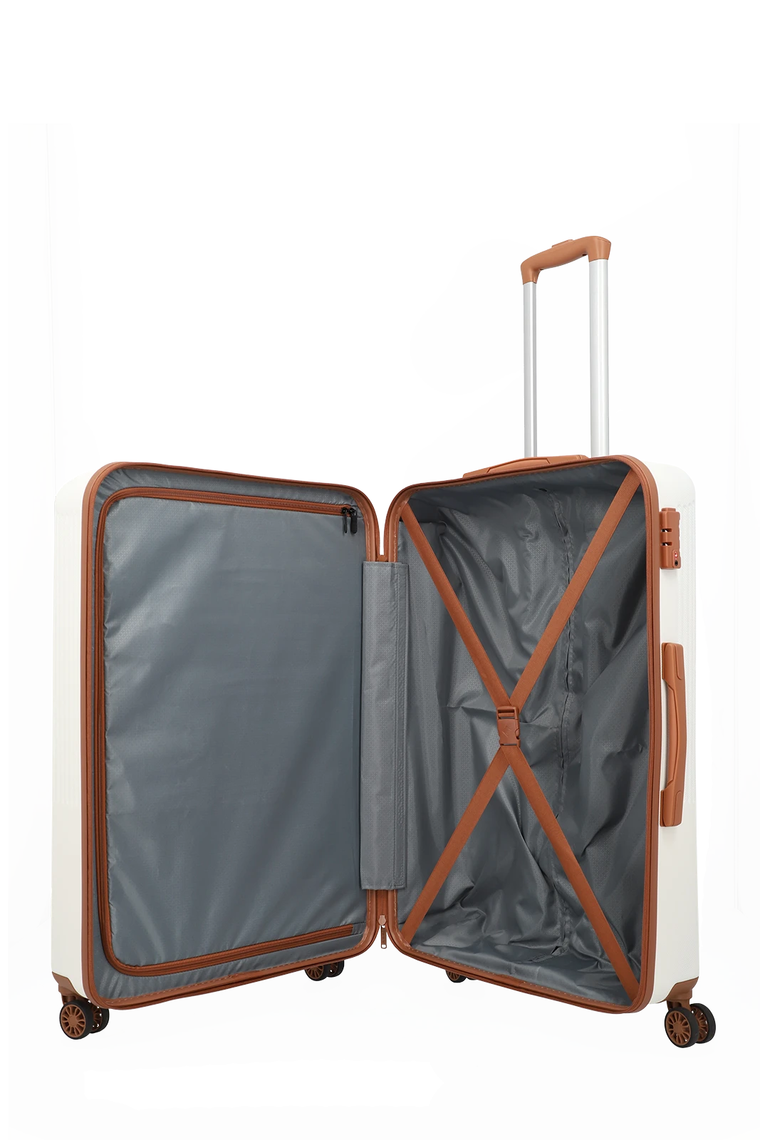 Travelite BALI 4w Trolley L, Weiss/Cognac – Produktansicht 5