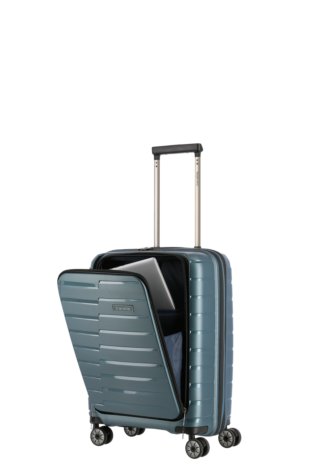 Travelite AIR BASE 4w Trolley S Vortasche, Eisblau – Produktansicht 7
