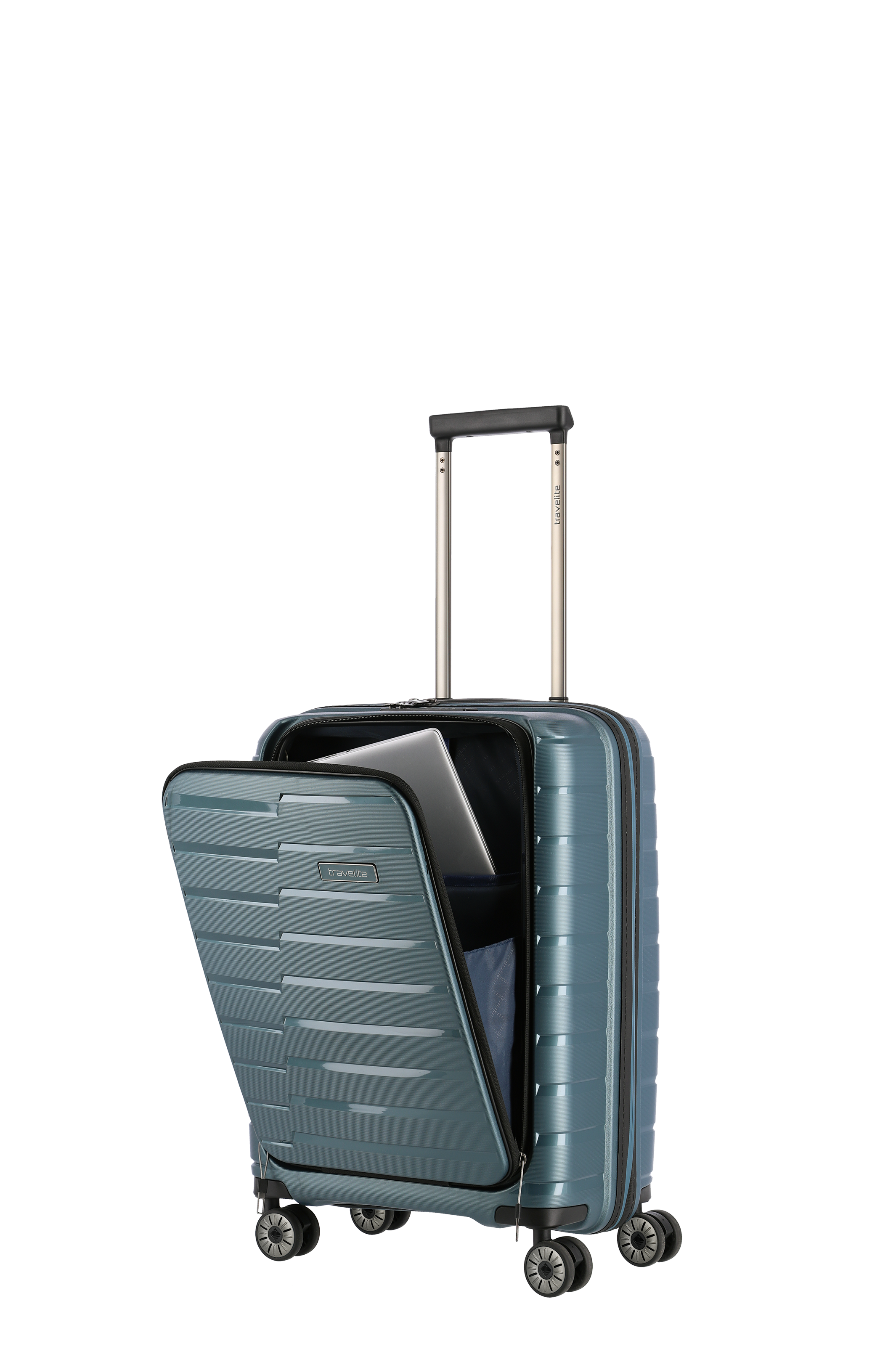 Travelite AIR BASE 4w Trolley S Vortasche, Eisblau – Produktansicht 7