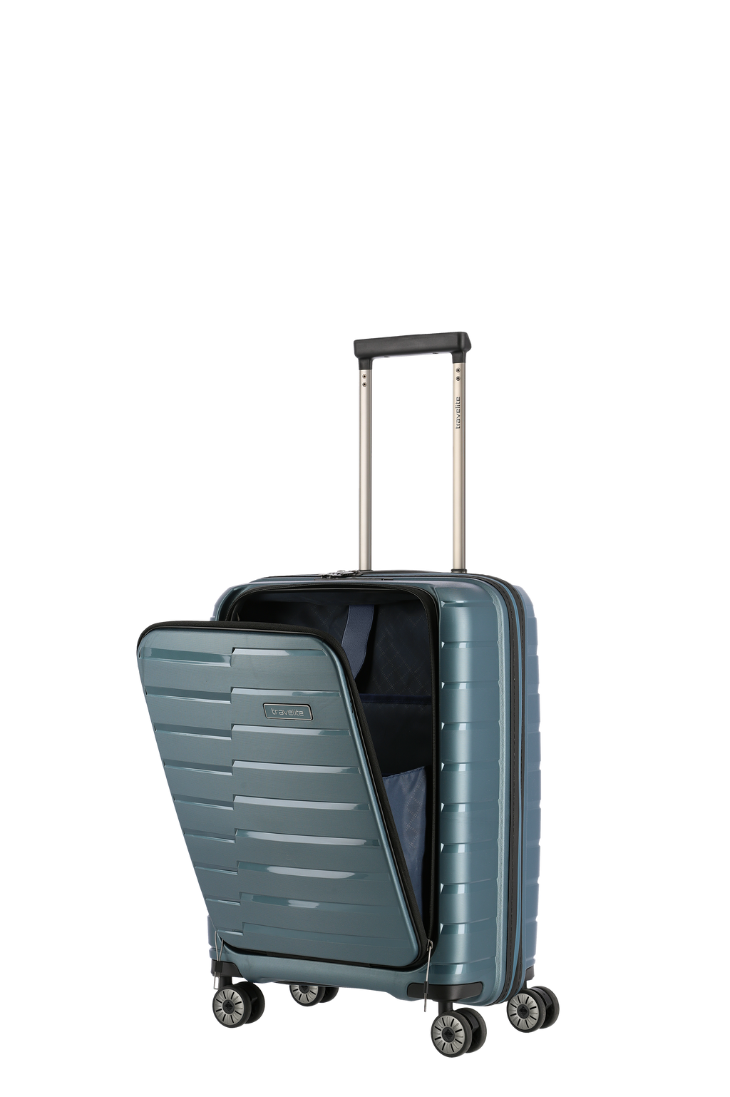 Travelite AIR BASE 4w Trolley S Vortasche, Eisblau – Produktansicht 6