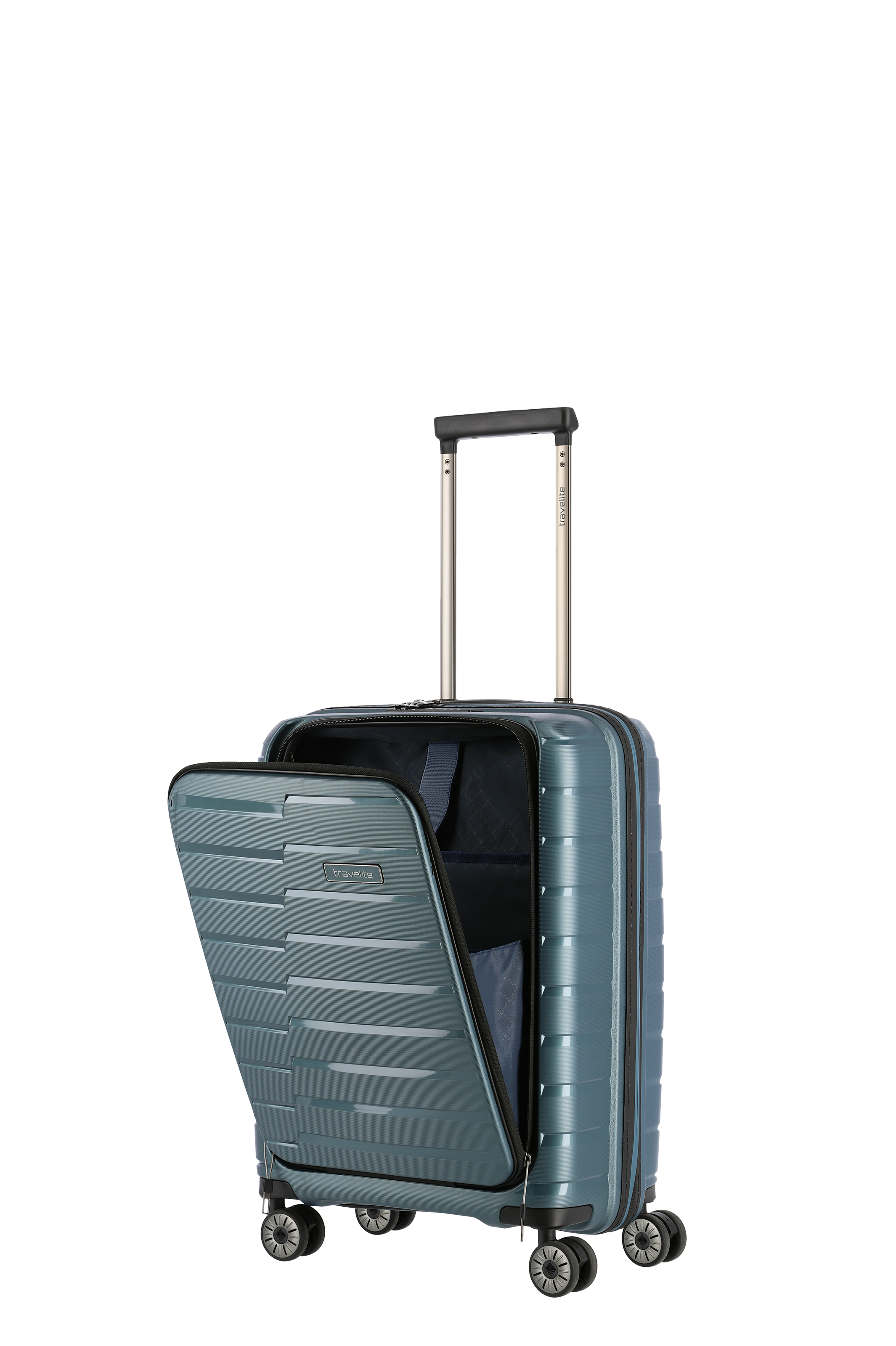 Travelite AIR BASE 4w Trolley S Vortasche, Eisblau – Produktansicht 6