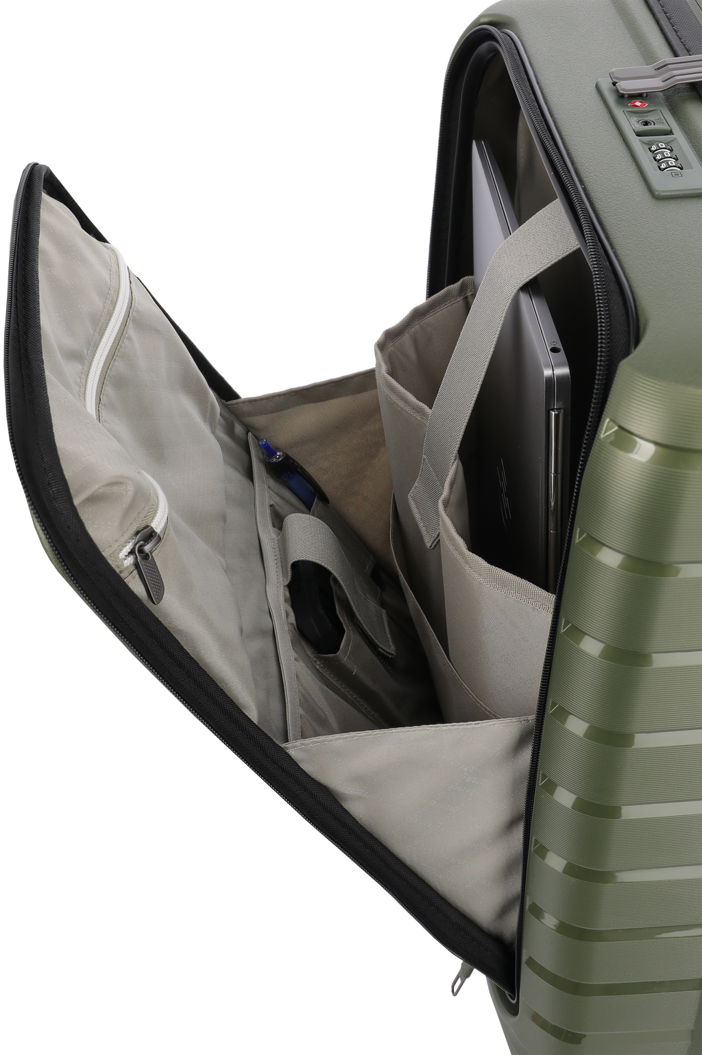 Travelite AIR BASE 4w Trolley S Vortasche, Olive – Produktansicht 9