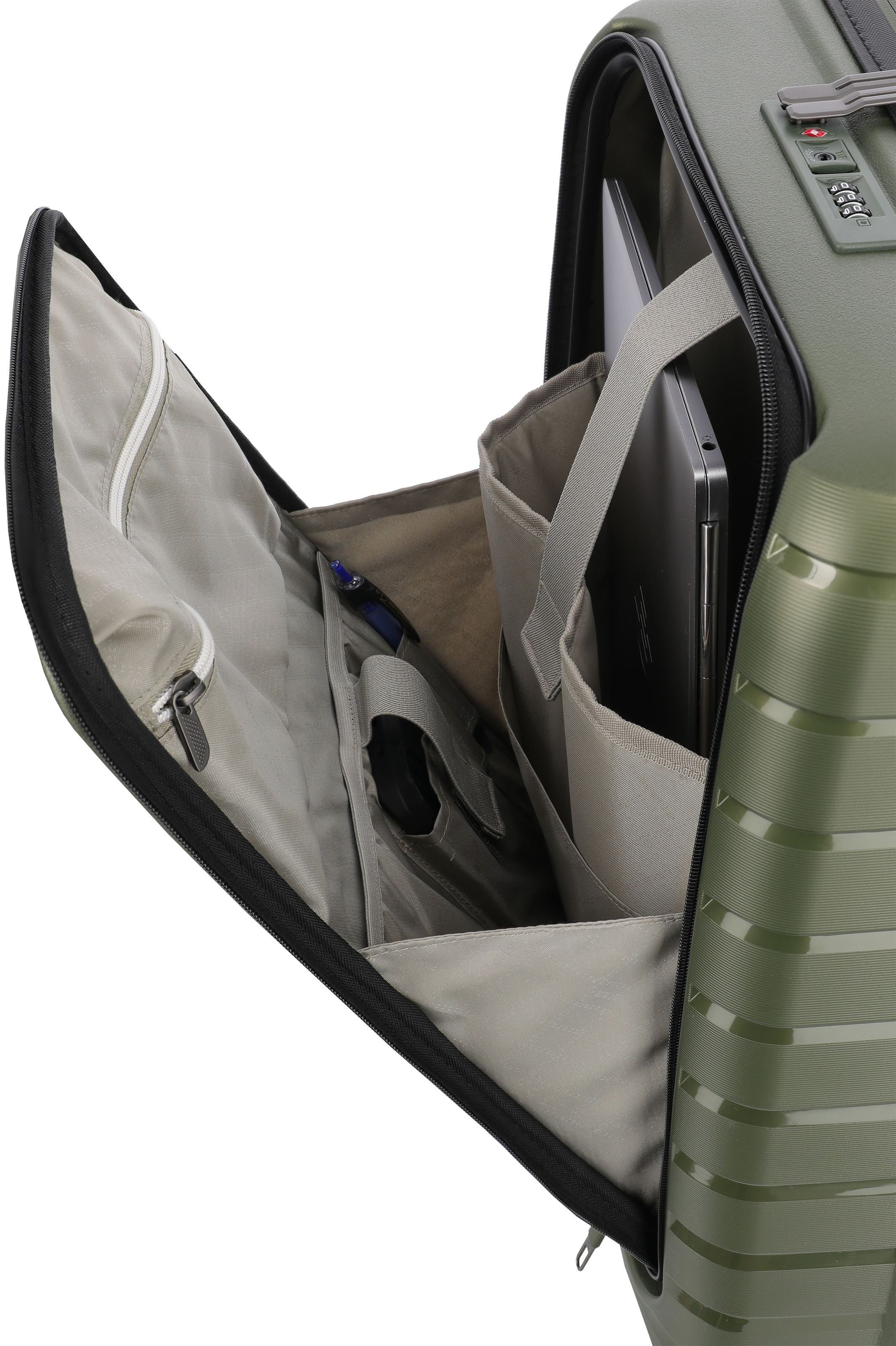 Travelite AIR BASE 4w Trolley S Vortasche, Olive – Produktansicht 9