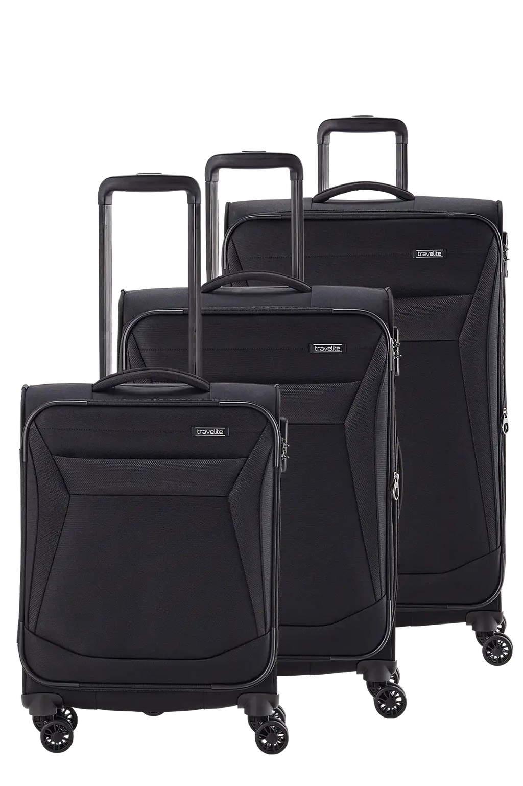 Travelite CHIOS 3-tlg. Koffer-Set S/M/L, Schwarz – Koffer S, M und L
