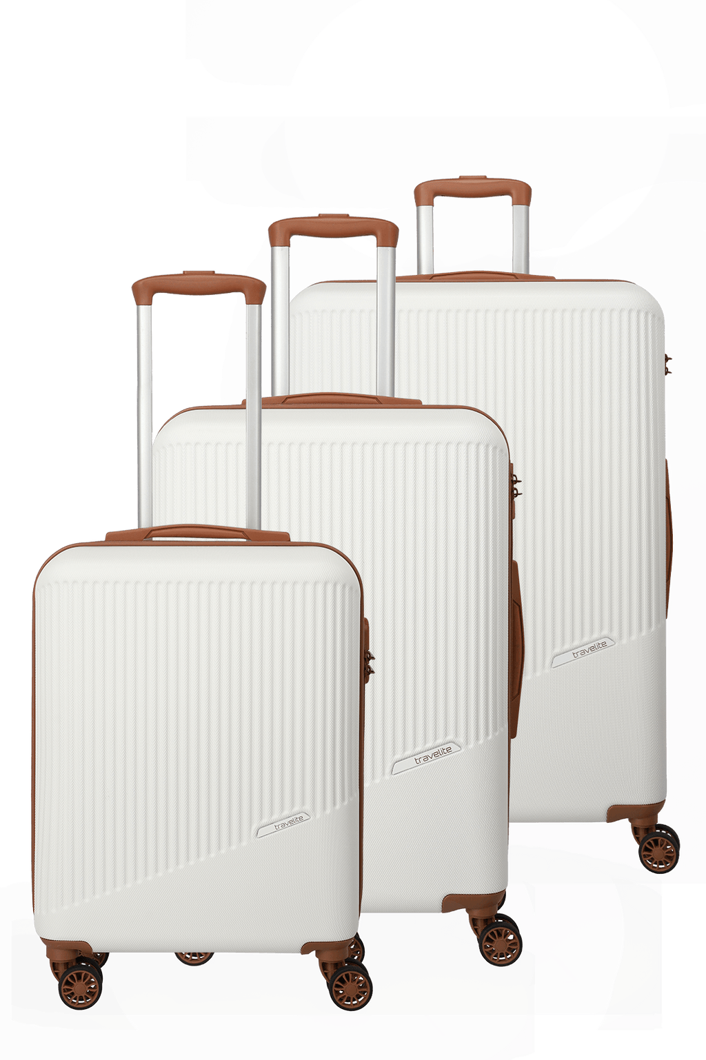 Travelite BALI 3-tlg. Koffer-Set S/M/L, Weiss/Cognac – Produktansicht 11
