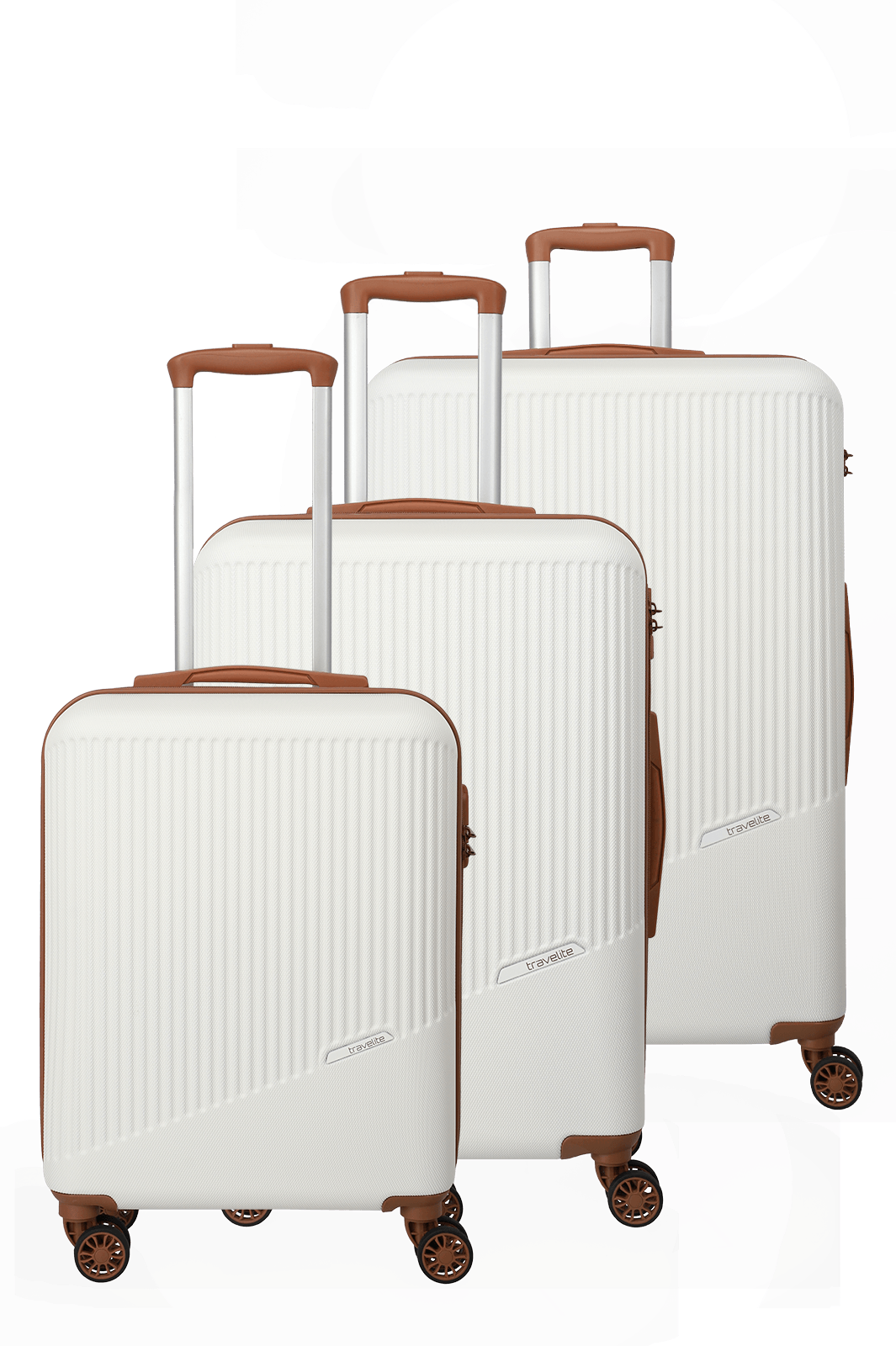 Travelite BALI 3-tlg. Koffer-Set S/M/L, Weiss/Cognac – Produktansicht 11